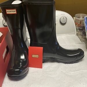 Hunter Glossy Black Waterproof Boots